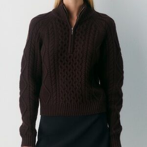 NWOT Aritzia Heritage Knit Merino Wool 1/4 Zip Sweater